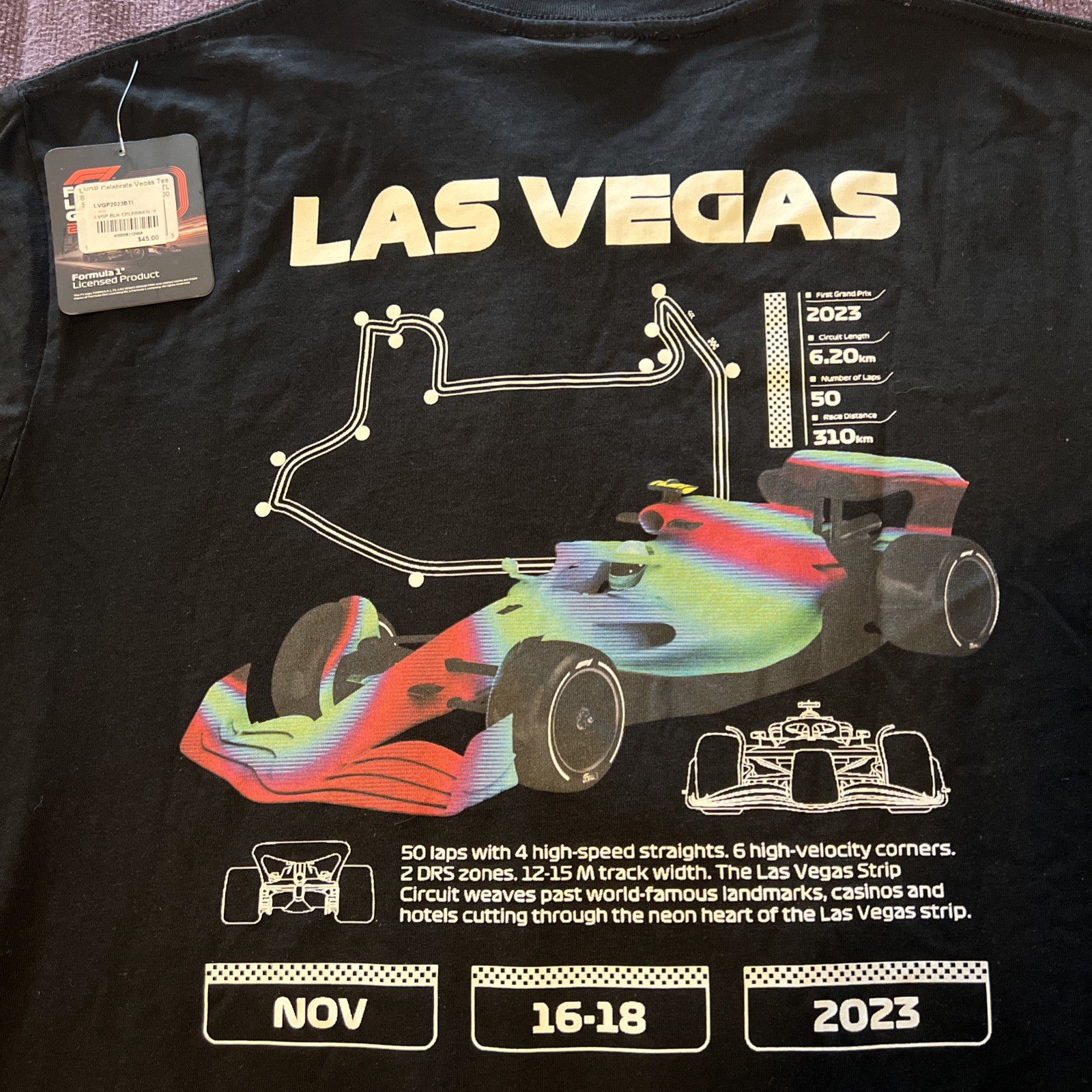 NWT F1 Black 2023 Las Vegas Grand Prix Celebrate Vegas Shirt – Size Large