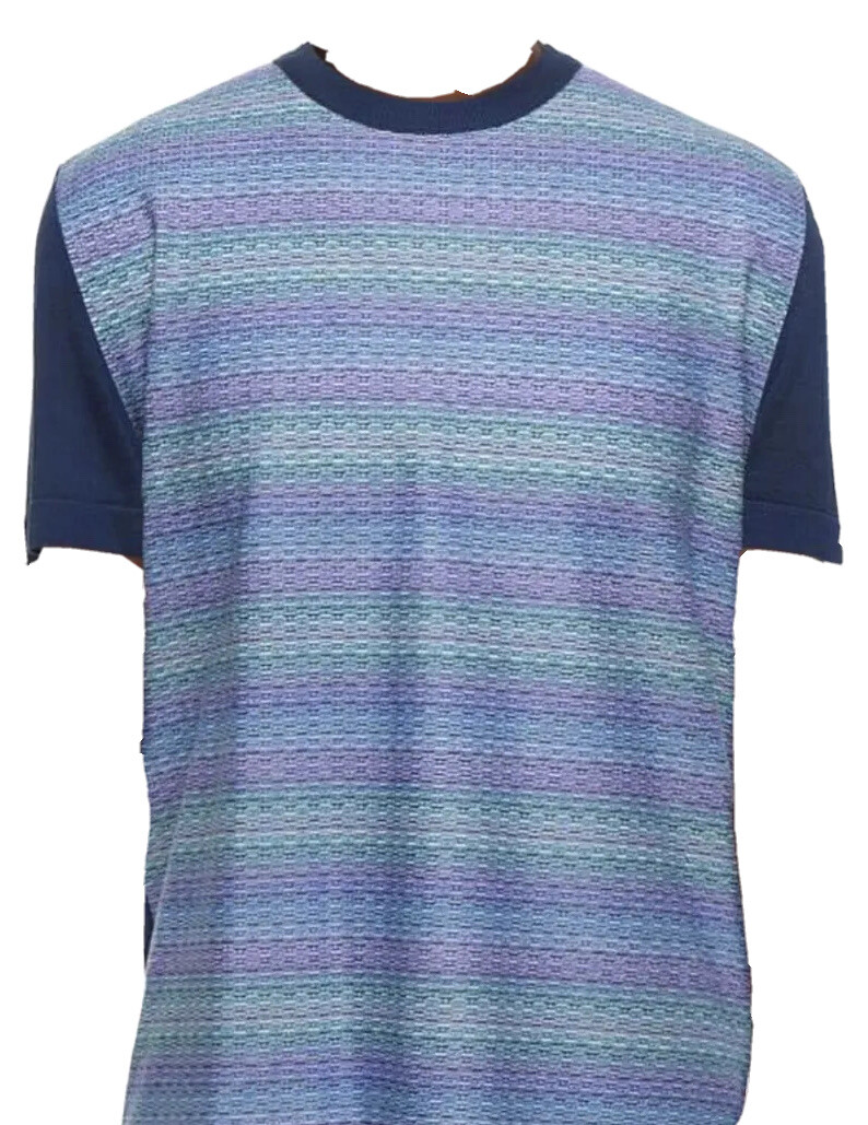 Yoon Blue Purple Striped Italy Men's T-Shirt Size Us 46 EU 56 gallery