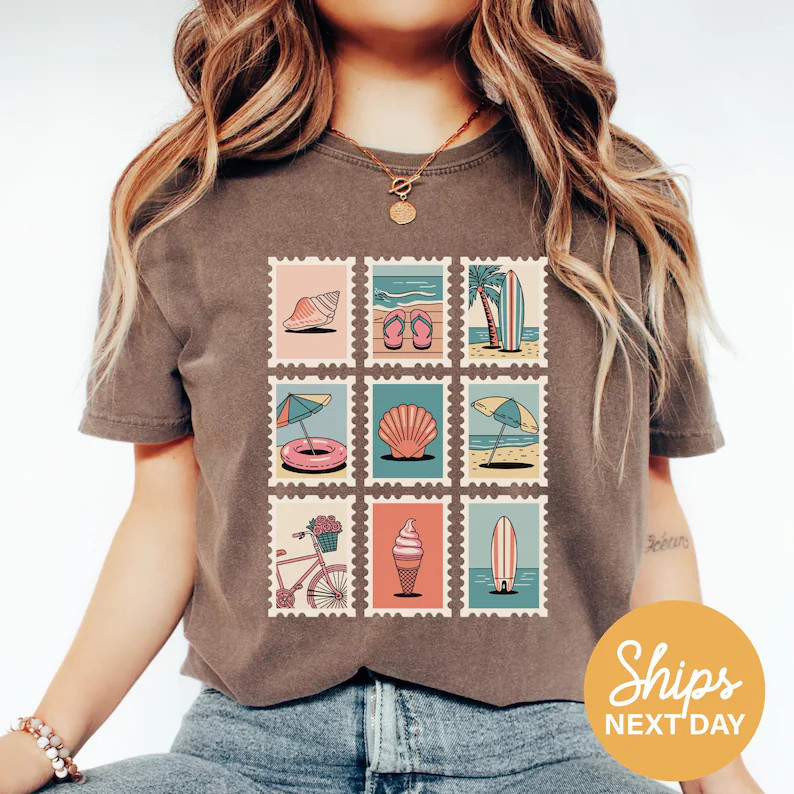 Vintage Beach Stamp Comfort Tee Summer Vacation Beach Lover