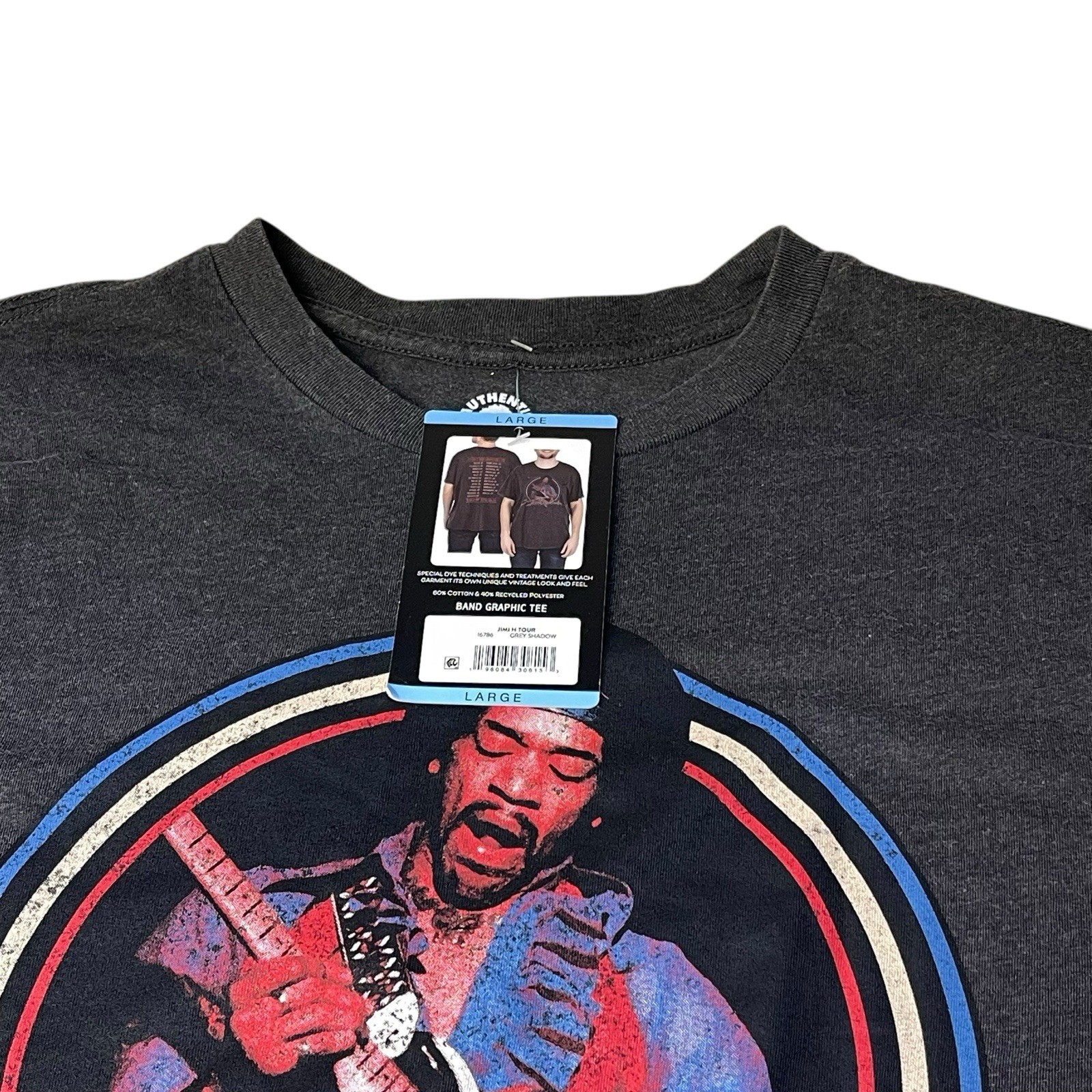 Jimi Hendrix Shirt Mens Large 1969 Tour Graphic Tee Charcoal Gray Authentic NEW gallery