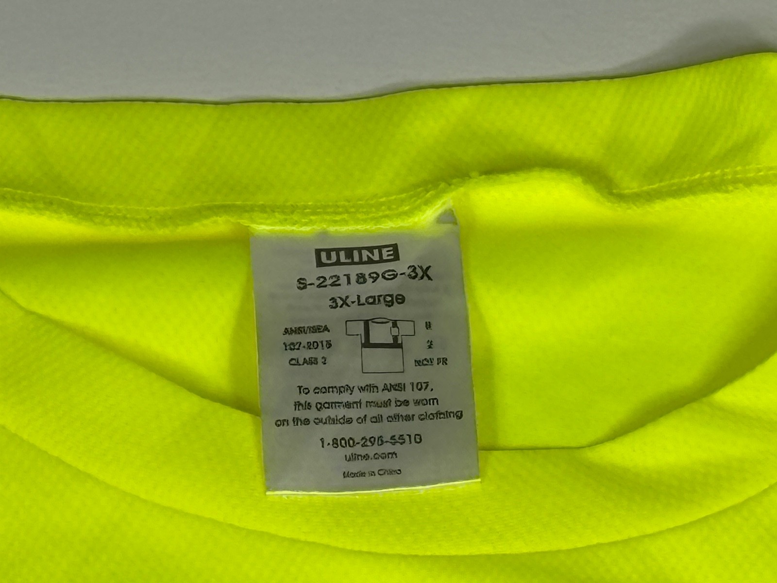 Uline T Shirt Men 3XL Yellow High Vis Safety Reflective Pocket gallery