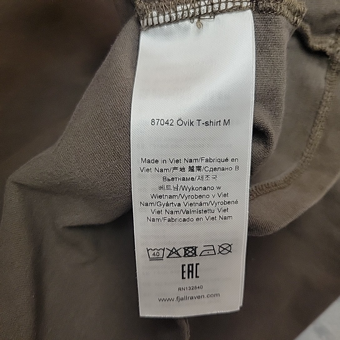 Fjall Raven Shirt Mens Medium Brown Ovik Crewneck Pocket Work Outdoors TEE gallery