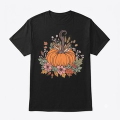 Fall Autumn Pumpkin Floral Wheat Dried Corn Boho Graphic T-shirt For Men Women