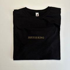 Jesus Is King Stitched Gold Embroidery T-Shirt Embroidered Christian God is Good