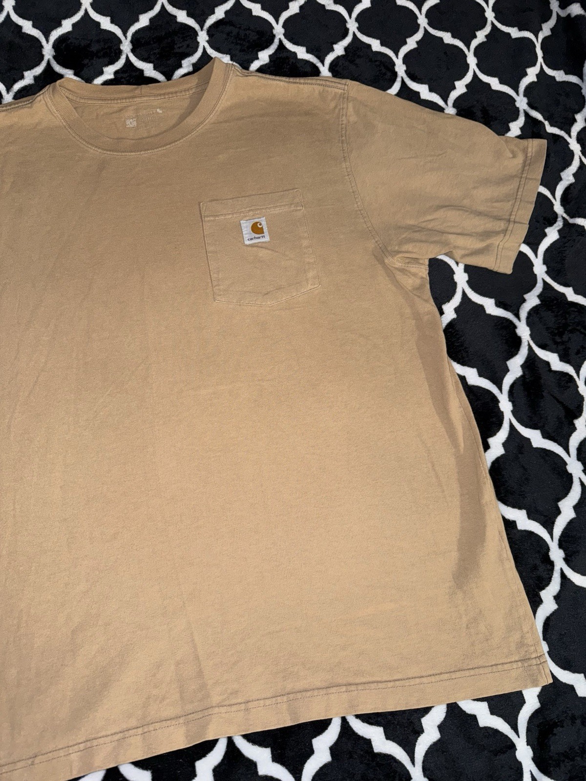 Carhartt Mens Short Sleeve T-Shirt Size Large Tan Loose Fit Casual Work Wear gallery