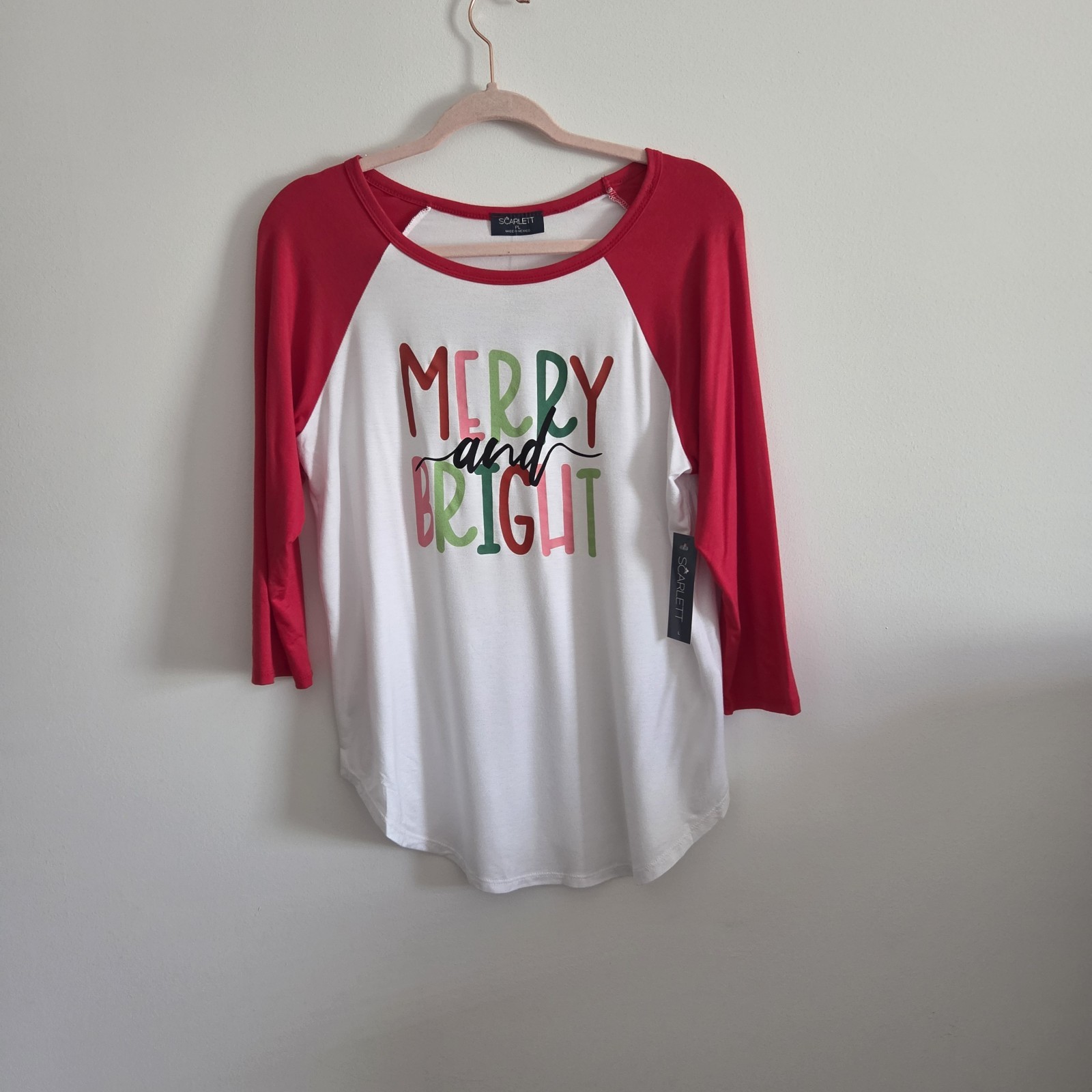 Scarlett "Merry and Bright: Women's (PL) Christmas Raglan Tee ~ New With Tags gallery