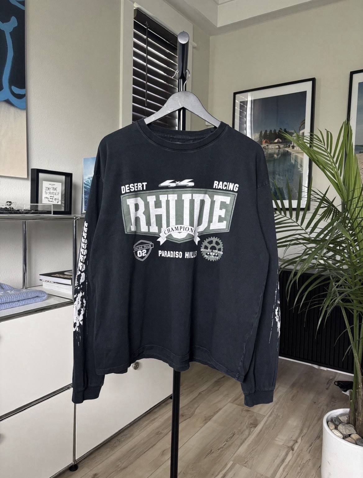 Rhude Desert Racing Long Sleeve Graphic T-Shirt