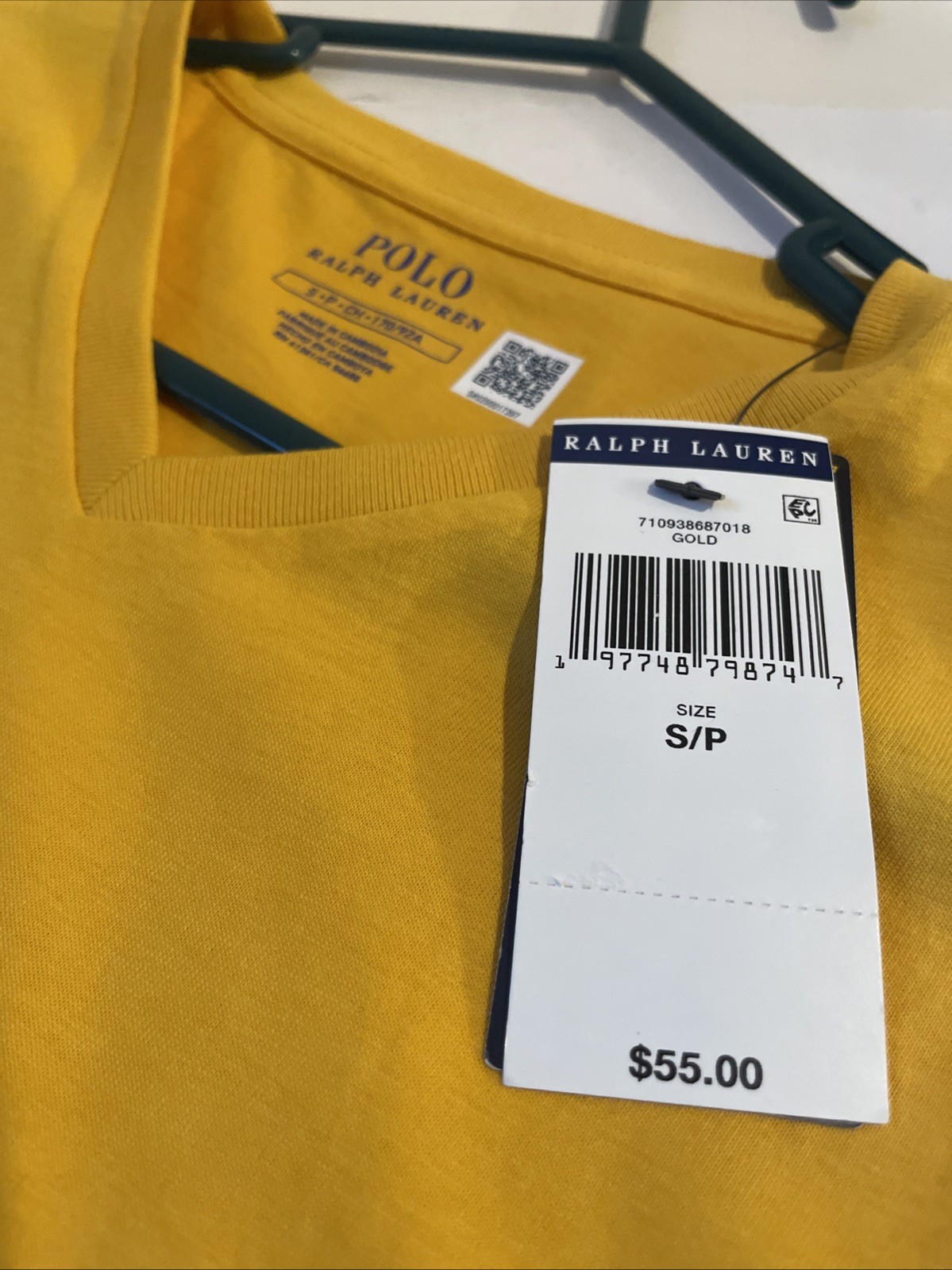 Polo Ralph Lauren Shirt Mens Gold/Yellow V Neck Classic Fit Pony Logo Size Small gallery