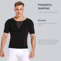 Men’ Slimming Body Shaper Compression Shapewear T-Shirt With Hook/Zipper Vest US