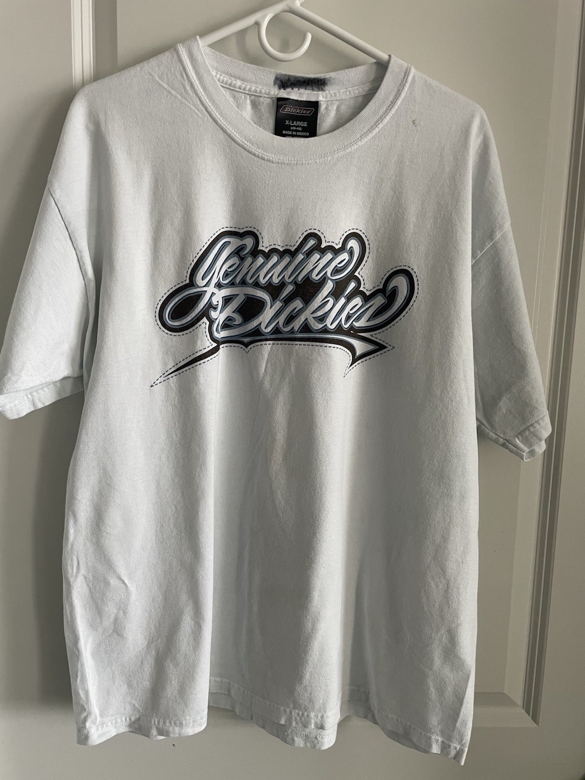 Vintage Y2k Genuine Dickies Grunge Style White Graffiti Graphic T-shirt Size XL