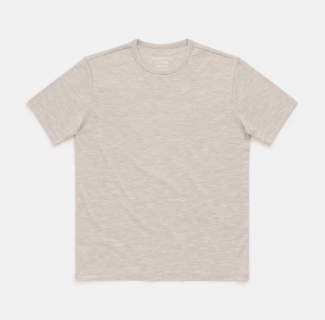 wool and prince Interlock Crew Neck Tee Shirt Oatmeal S gallery