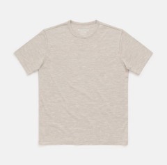 wool and prince Interlock Crew Neck Tee Shirt Oatmeal S