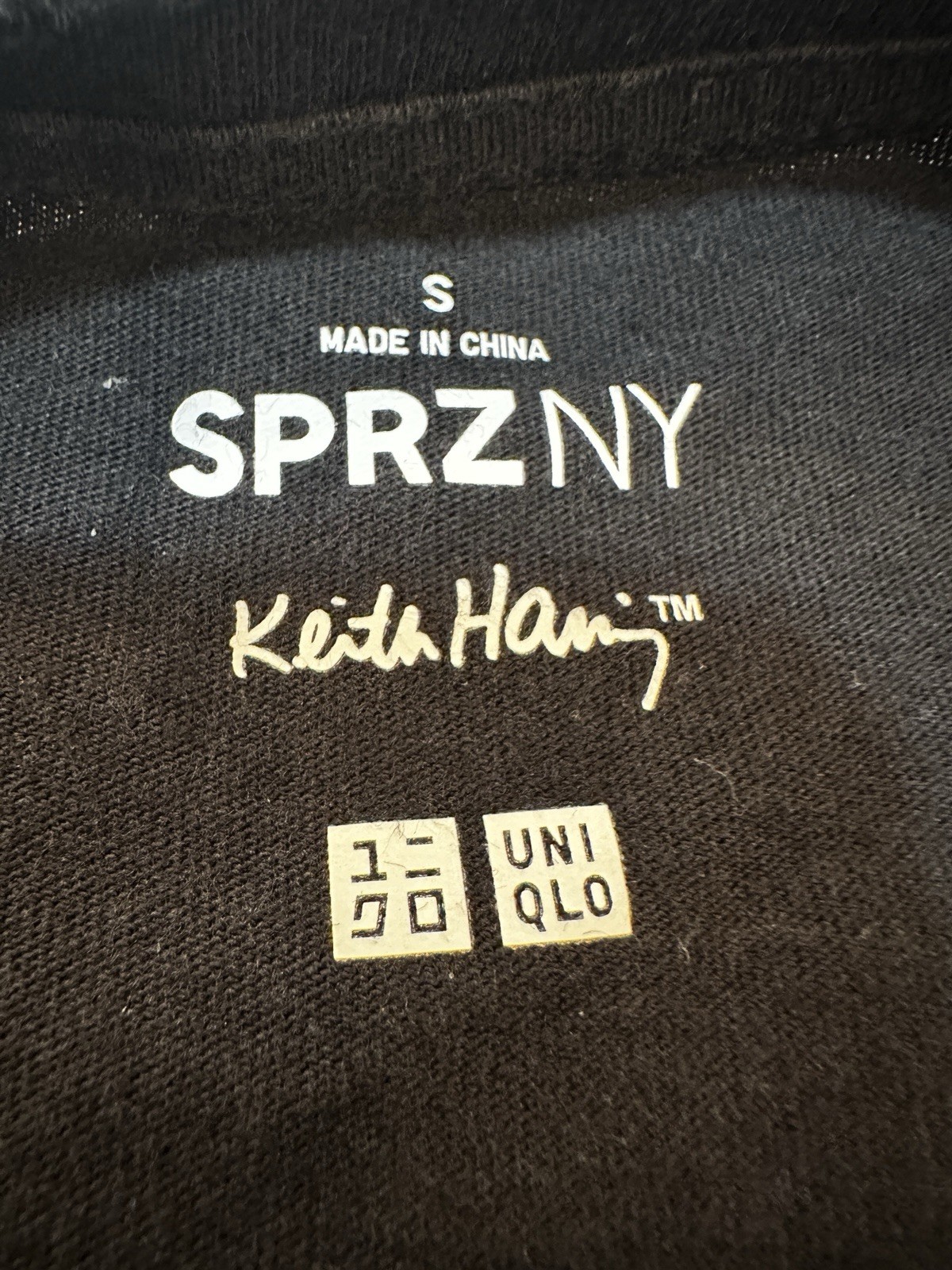 Rare UNIQLO SPRZ NY Keith Haring Black Gold Dancing Man Graphic T-Shirt Size S gallery