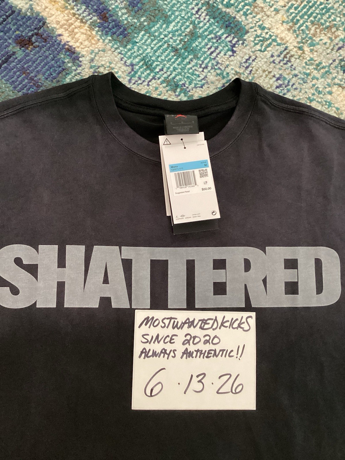 NWT Nike Air Jordan Shattered Backboard Black Loose Fit T-Shirt Men’s Sz M gallery