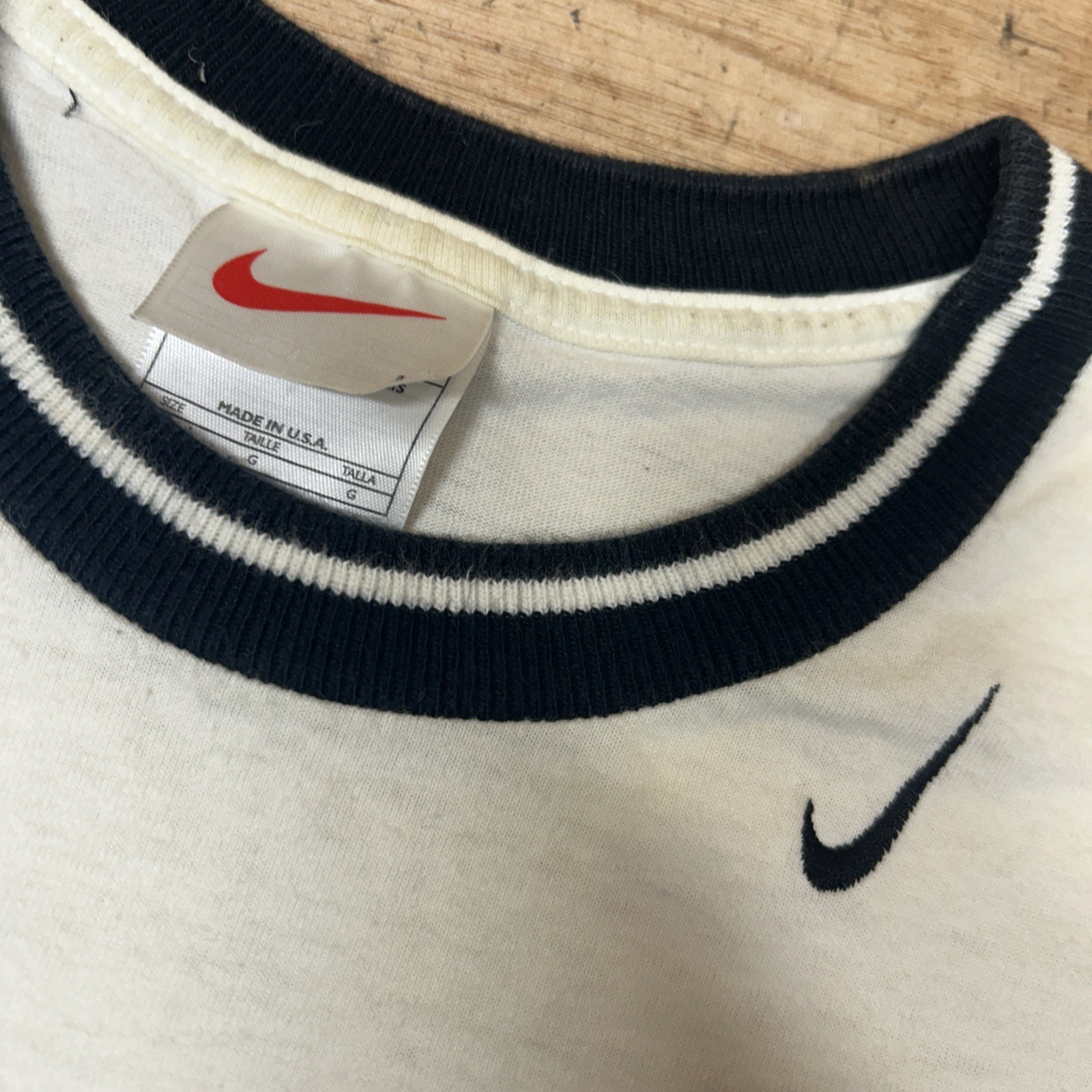 Vintage 90s Nike Single Stitch Central Swoosh Ringer T-Shirt - Made in USA Large gallery