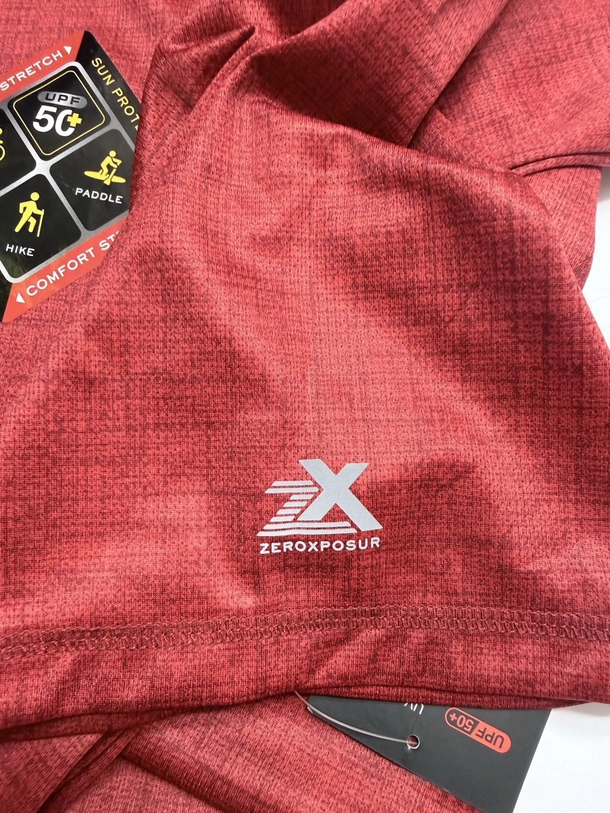 ZeroXposur Men’s XXL Rash Guard Tee UPF 50 Deep Red Quick Dry NWT gallery