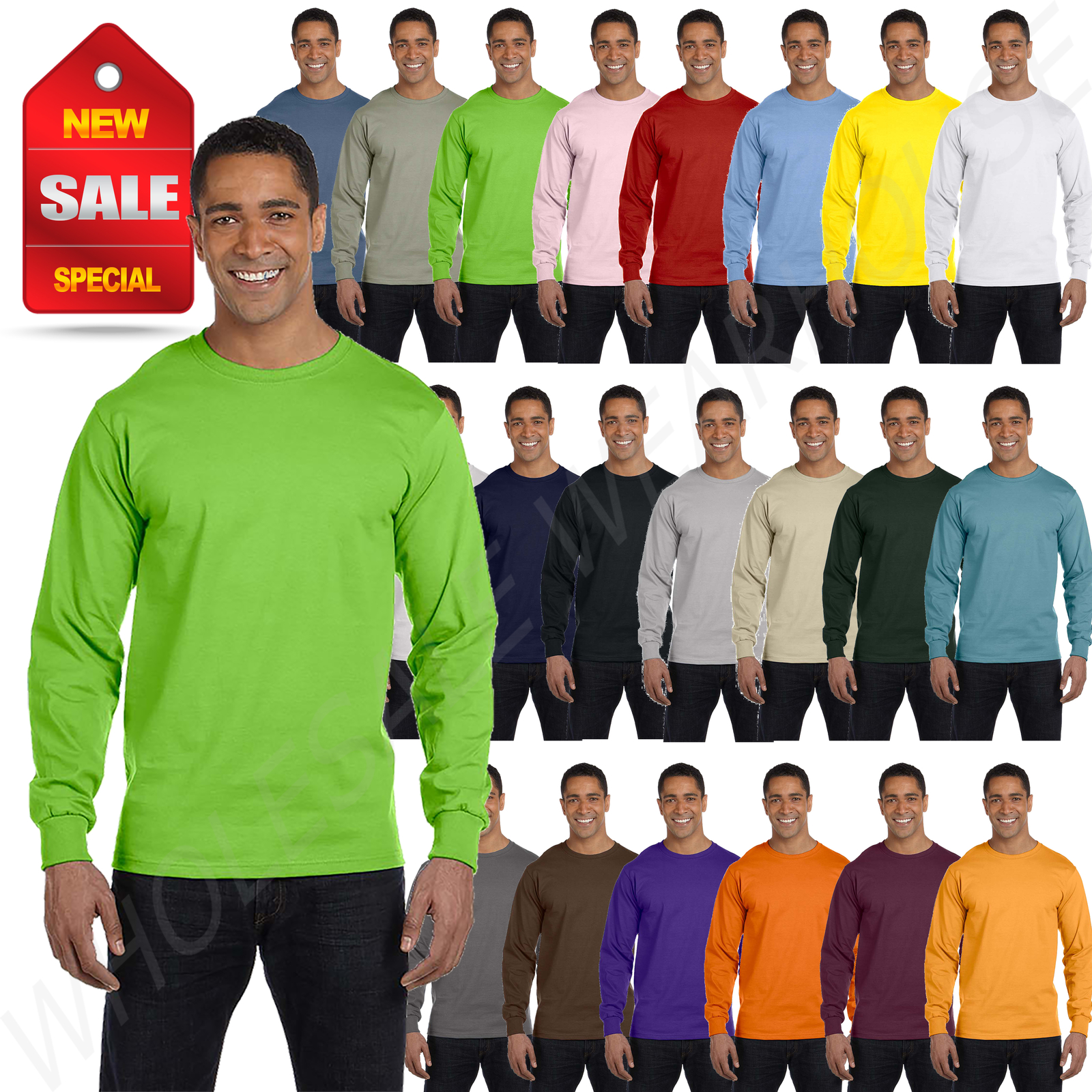 NEW Hanes 6.1 oz 100% Cotton Long-Sleeve Beefy-T S-3XL T-Shirt M-5186 gallery