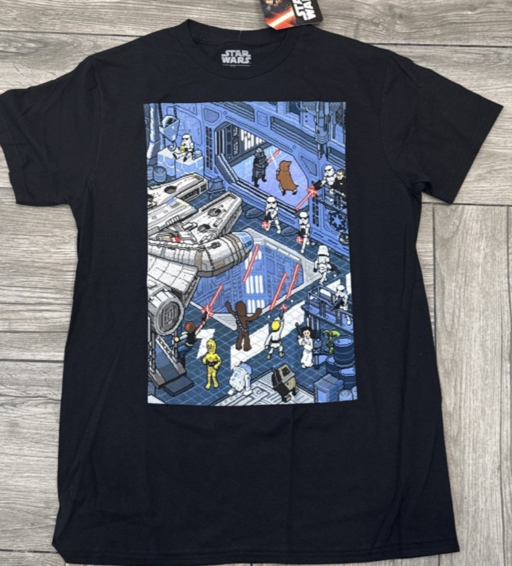 2016 Star Wars Hanger Battle A New Hope R2-D2 Leia Luke Han Solo T-Shirt Size M gallery
