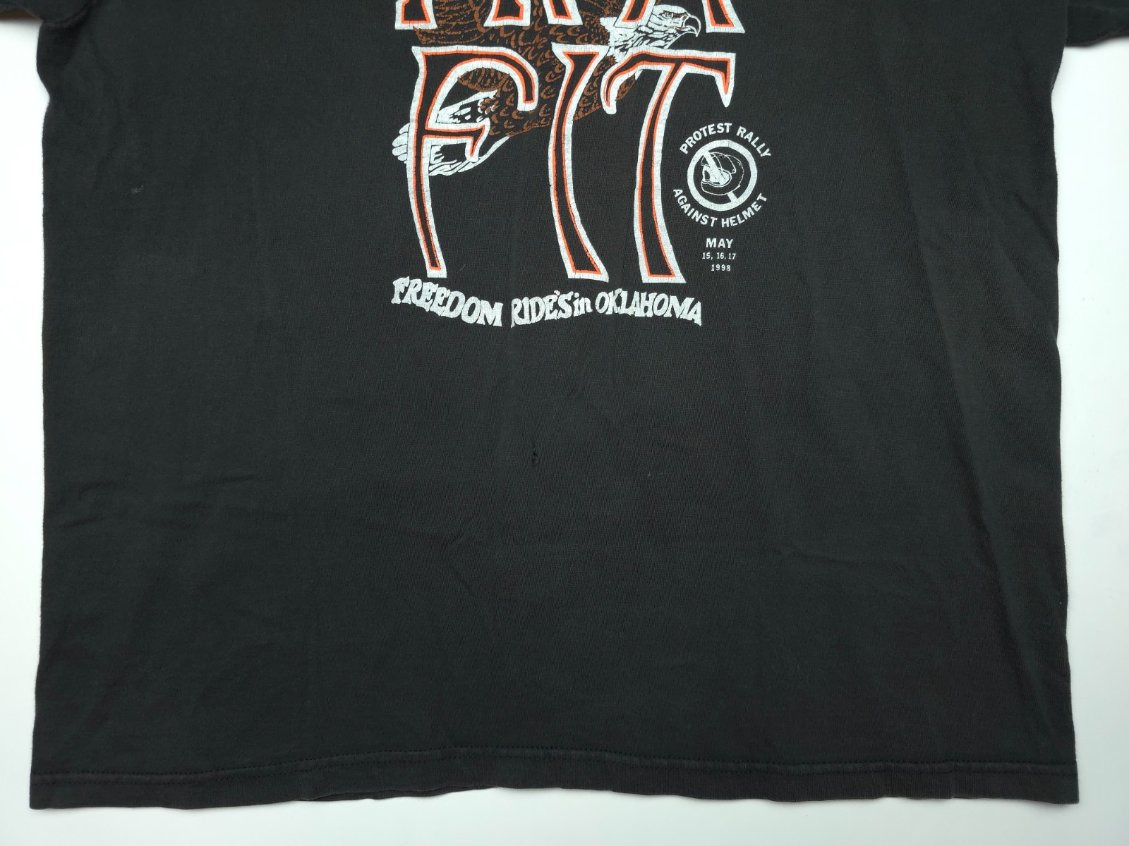 VTG 98' Adult Large Biker Park Pawhuska Oklahoma Protest Against Helmet Shrt gallery