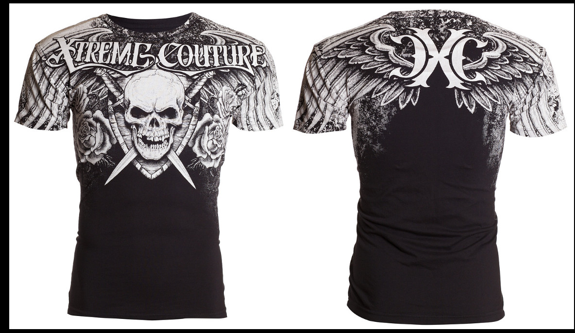 XTREME COUTURE by AFFLICTION Black White NINER Short Sleeve Slim Fit T-shirt NWT gallery