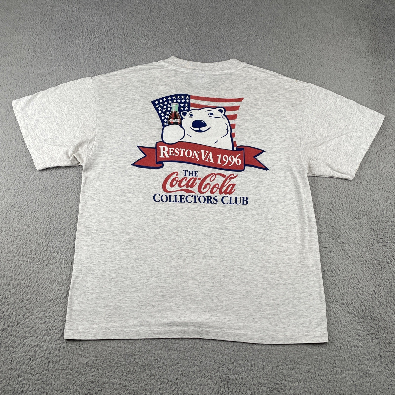 Vtg Hanes L Gray Shirt 90s Reston Virginia Coca Cola Collectors Club Polar Bear gallery