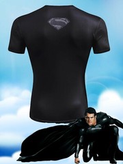 NEW! SUPERMAN BLACK SHORT SLEEVE COMPRES SHIRT SIZES (US M-2XL) (TAG SZ XL-6XL)