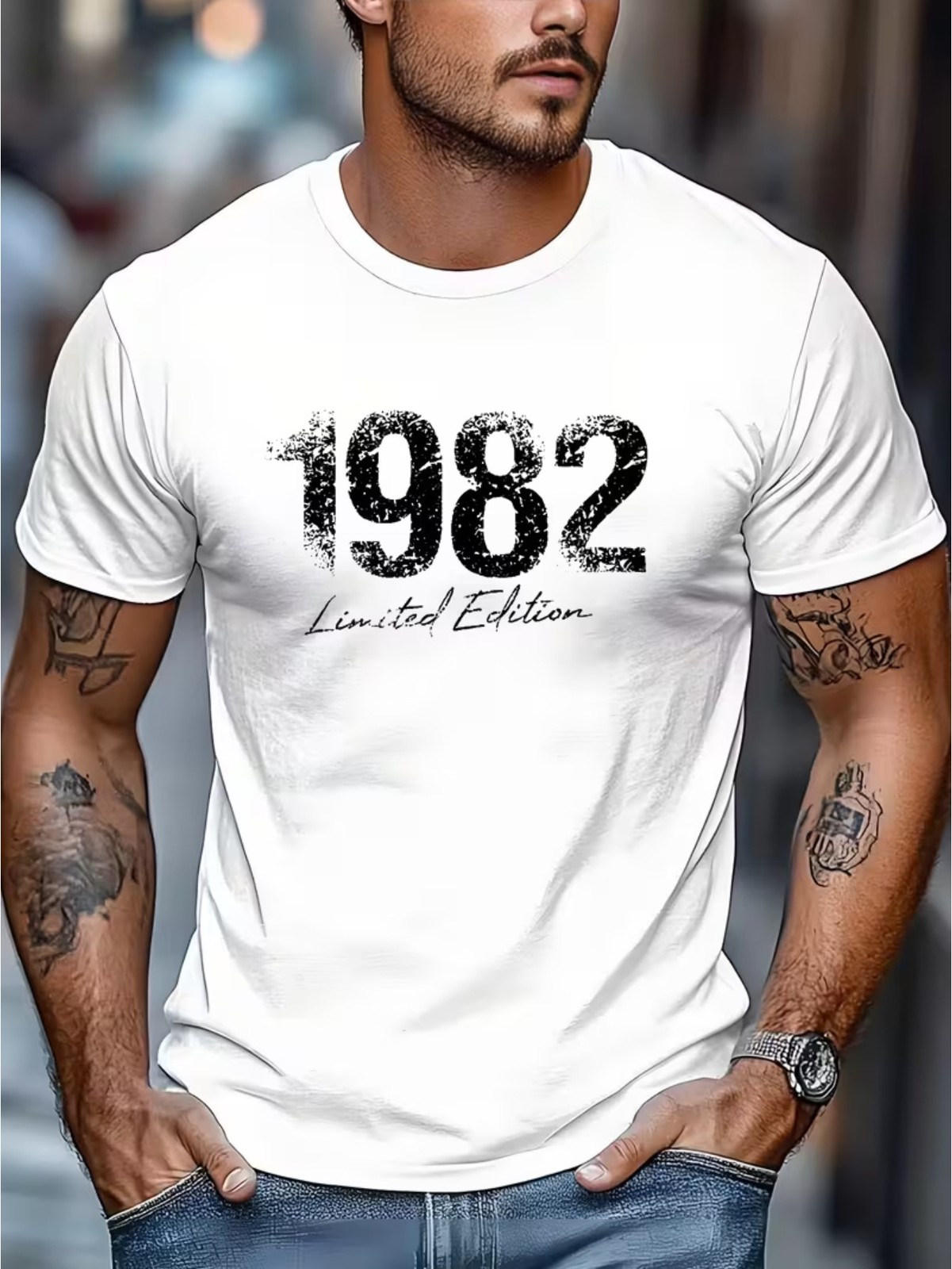 1982 Limited Edition Men'S Short Sleeve T-Shirt Vintage Geometric Print gallery