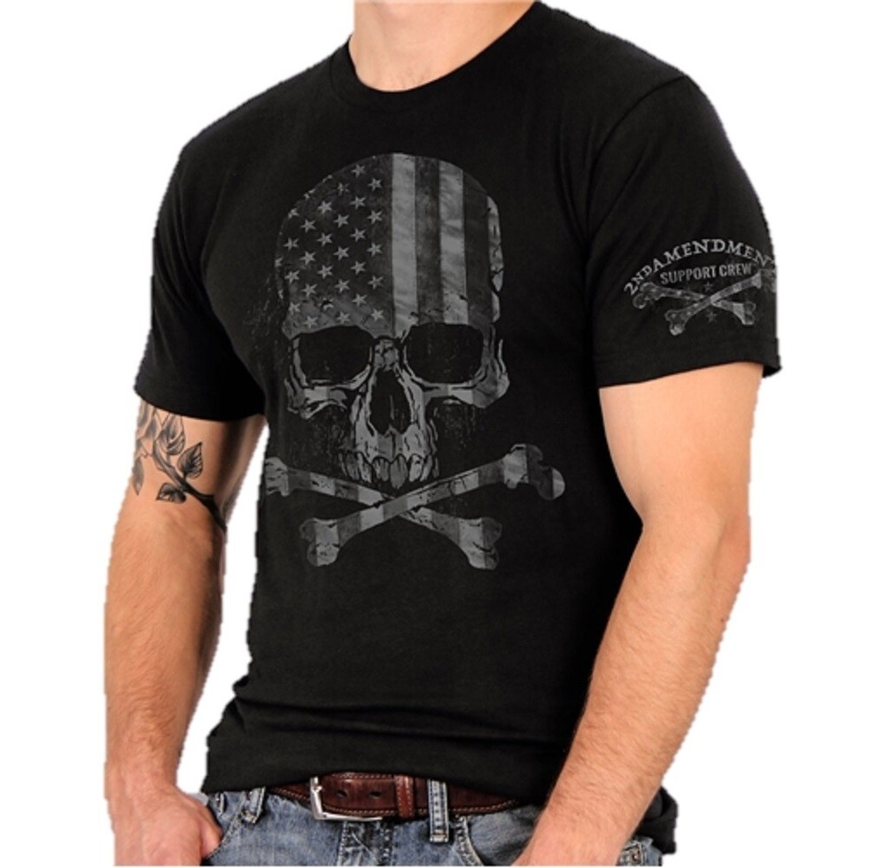 Faded Flag Skull 2nd Amendment Support Crew™ T-Shirt