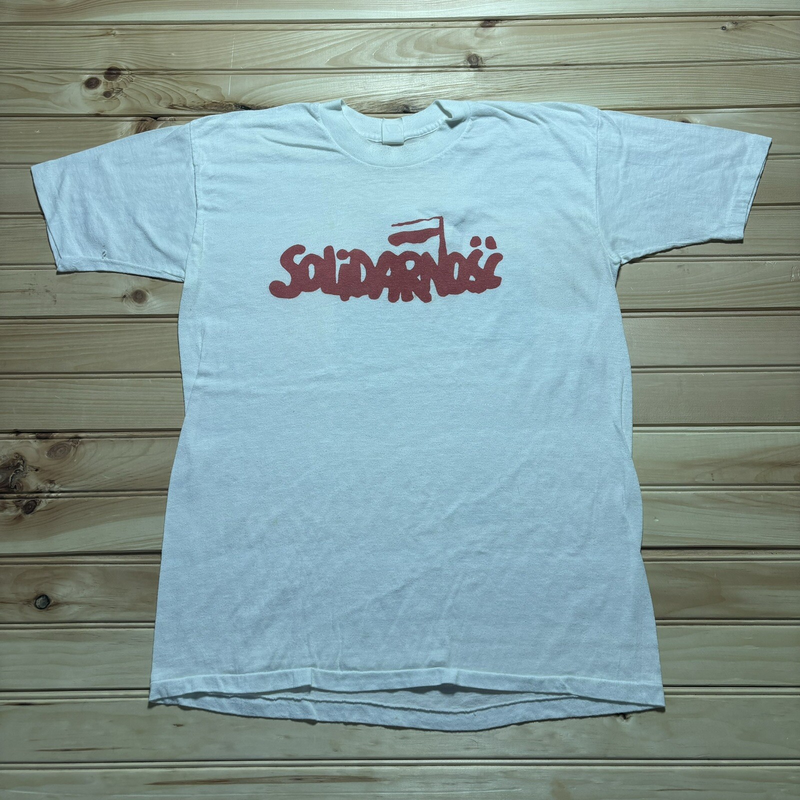 Vintage 80s Solidarnosc Polish Trade Union Solidarity Movement Shirt Size XL
