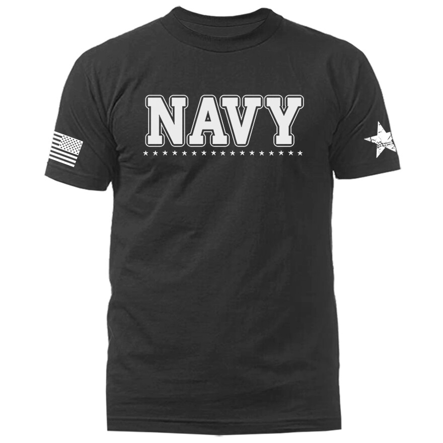 Navy Military Patriotic US Flag Veteran Graphic T-shirt gallery
