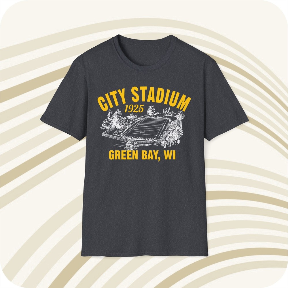Throwbackmax City Stadium 1925 Classic Cut Football T-Shirt – Green Bay Packers