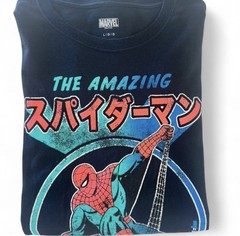 Marvel Spider-Man Japanese Text Graphic T-Shirt Black Men’s Size Large