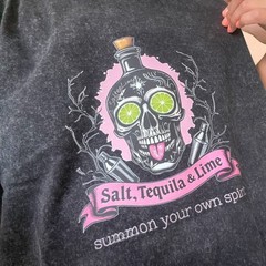 Oversized Acid Washed | Vintage Look Tequila T Shirt For Halloween : All Year