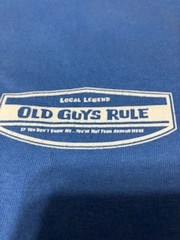 Old Guys Rule Local Legend Men’s Light Blue Tee White Print Size 2XL *Stain