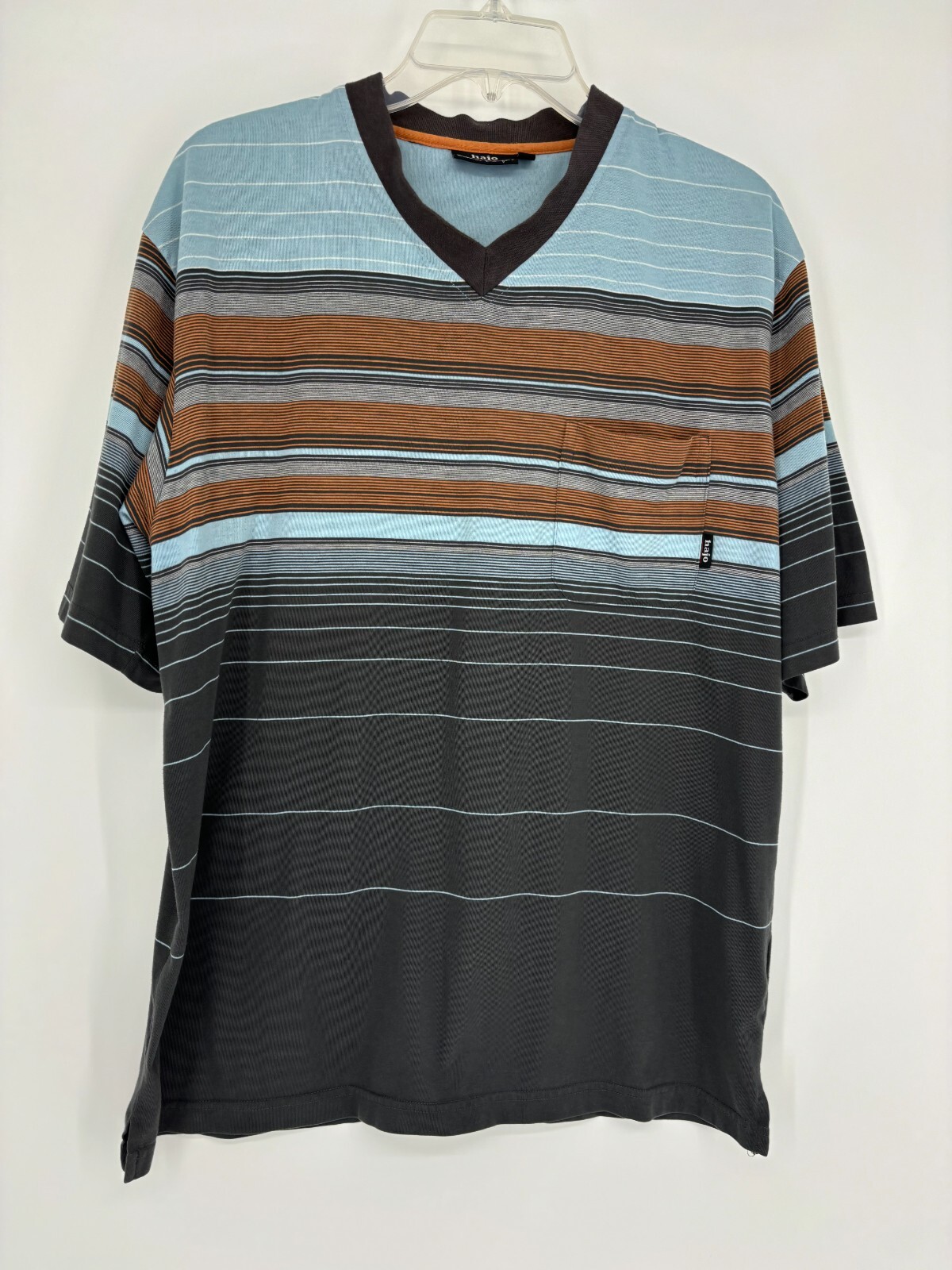 Hajo Klima Komfort Blue White Orange Gray Short Sleeve T-Shirt Men's Size Medium gallery