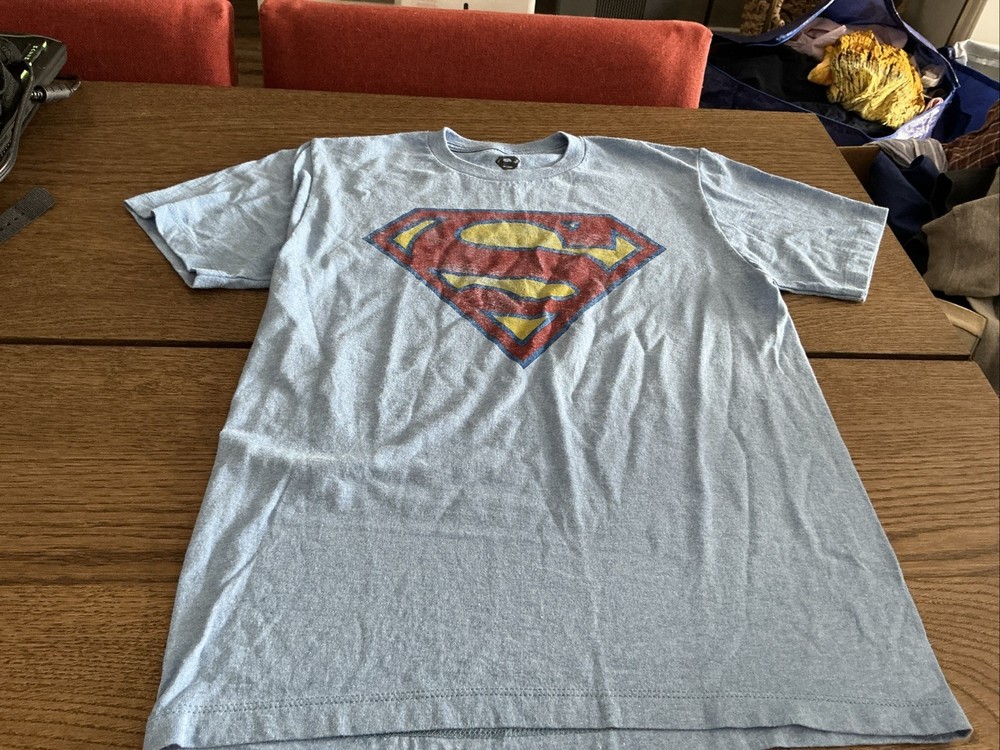 SUPERMAN ORIGINAL LOGO T SHIRT TEE – BLUE – OFFICIAL ITEM – DC – SMALL