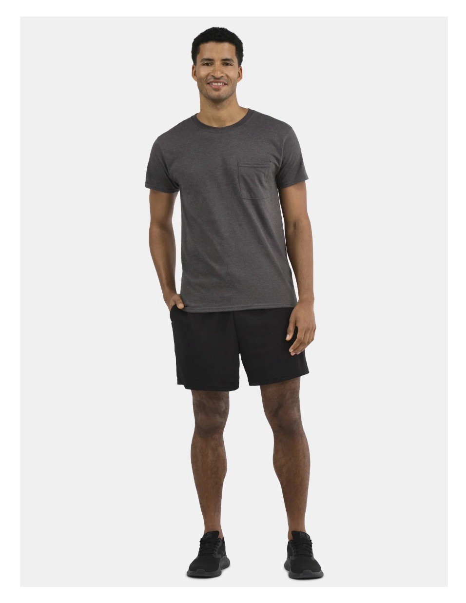 ATHLETIC WORKS Men’s L (42-44) Pocket Cotton Tee Short Sleeve • Charcoal gallery