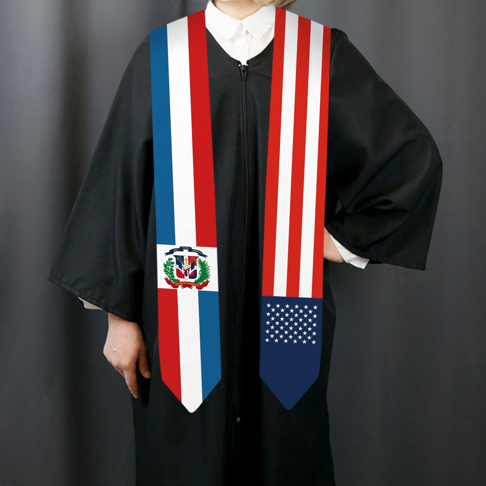 72 Inch Dominican Republic USA Flag Graduation Sash Unisex Adults Stole gallery