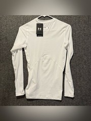 Under Armour White Compression Shirt Mens S Fitted Long Sleeve HeatGear Stretch