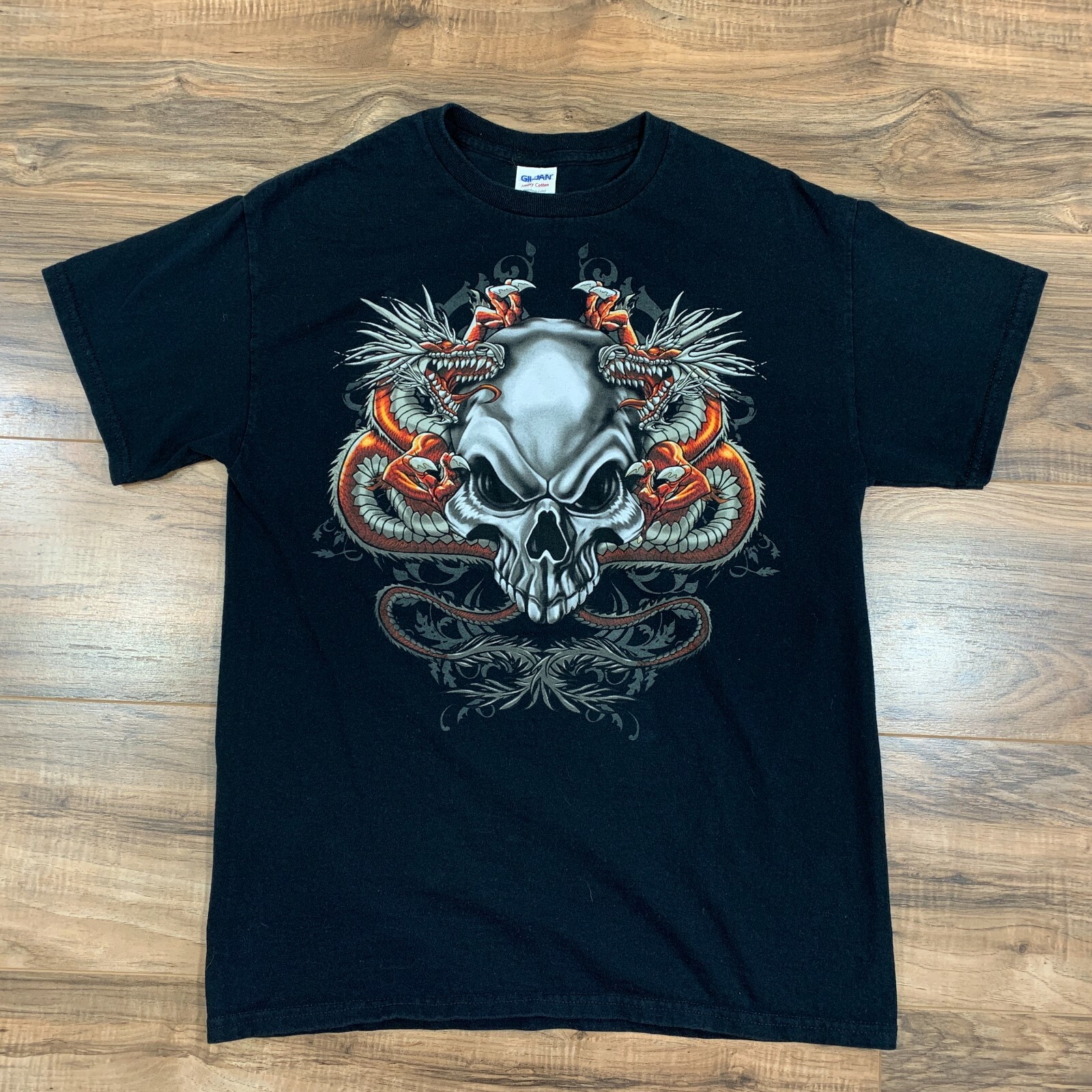 GILDAN Mens Dragons & Skull Size Medium T-Shirt Graphic Art gallery
