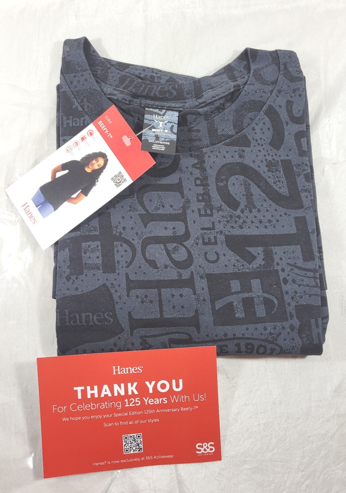 Hanes Beefy-T 125 Year Anniversary Ring Spun T-Shirt #5180 - Black - 2XL gallery