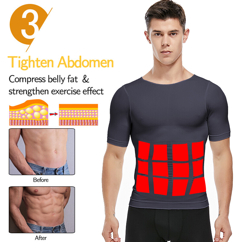 Men's Slimming T-shirt Weight Loss Body Shaper Tank Tops Chest Compression Shirt gallery