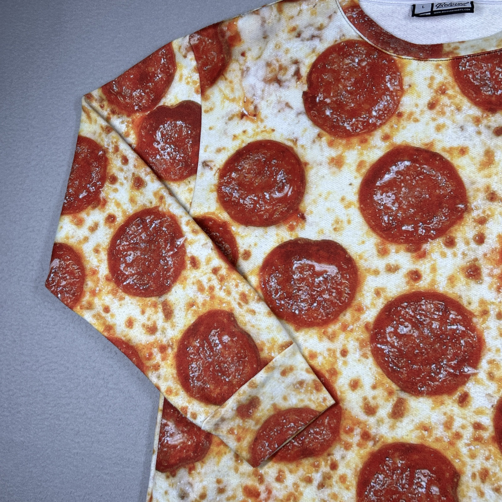 Beloved Pizza Print Long Sleeve Shirt Men’s L Funny Food Shirt New gallery