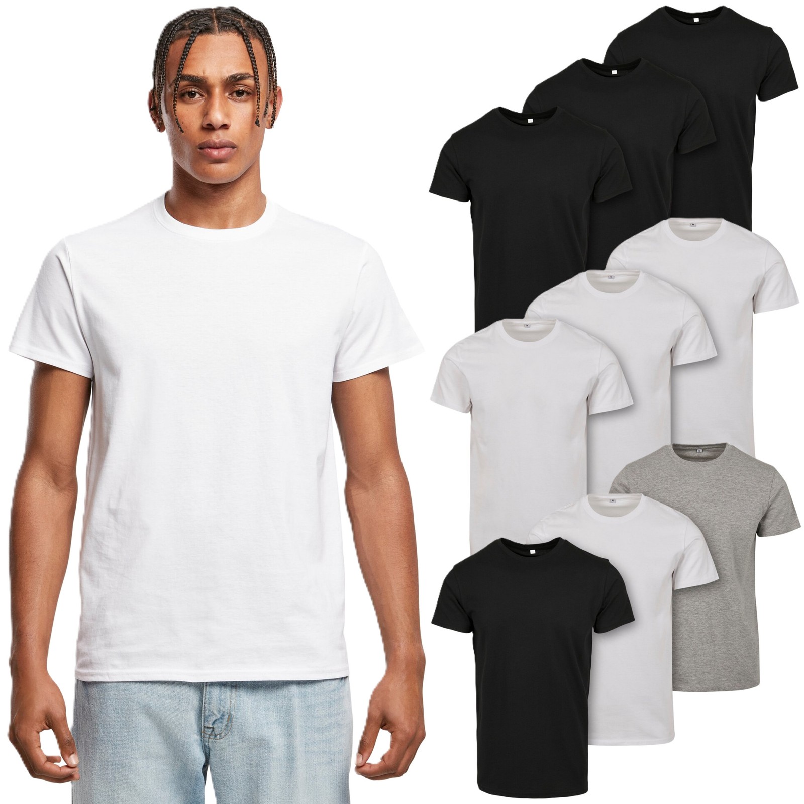 Build Your Brand Merch T-Shirt 3-Pack Men Cotton Jersey Printable New