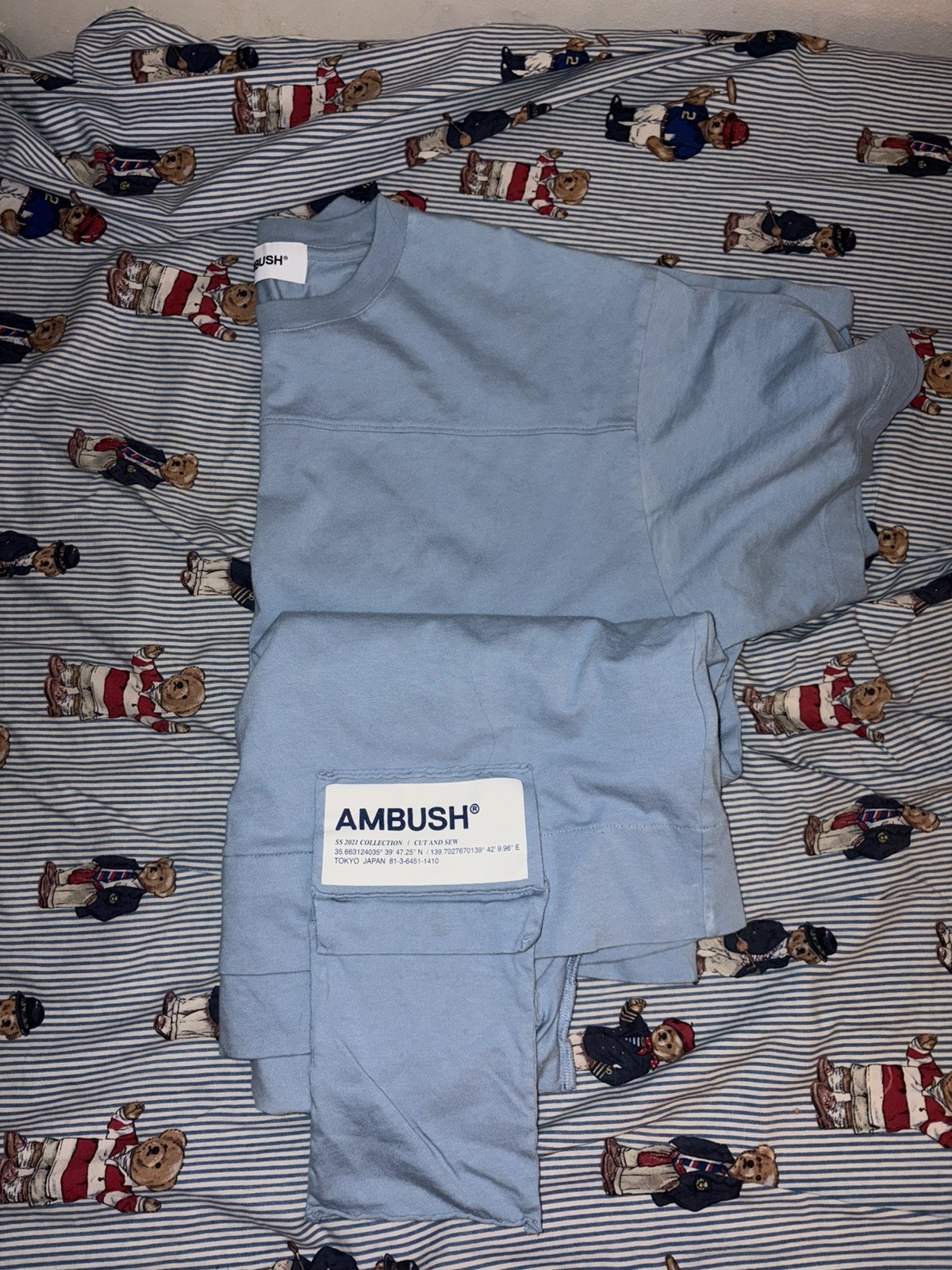 AMBUSH Waist Pocket Tshirt Light Blue Jersey Shirt Short Sleeve size XL gallery