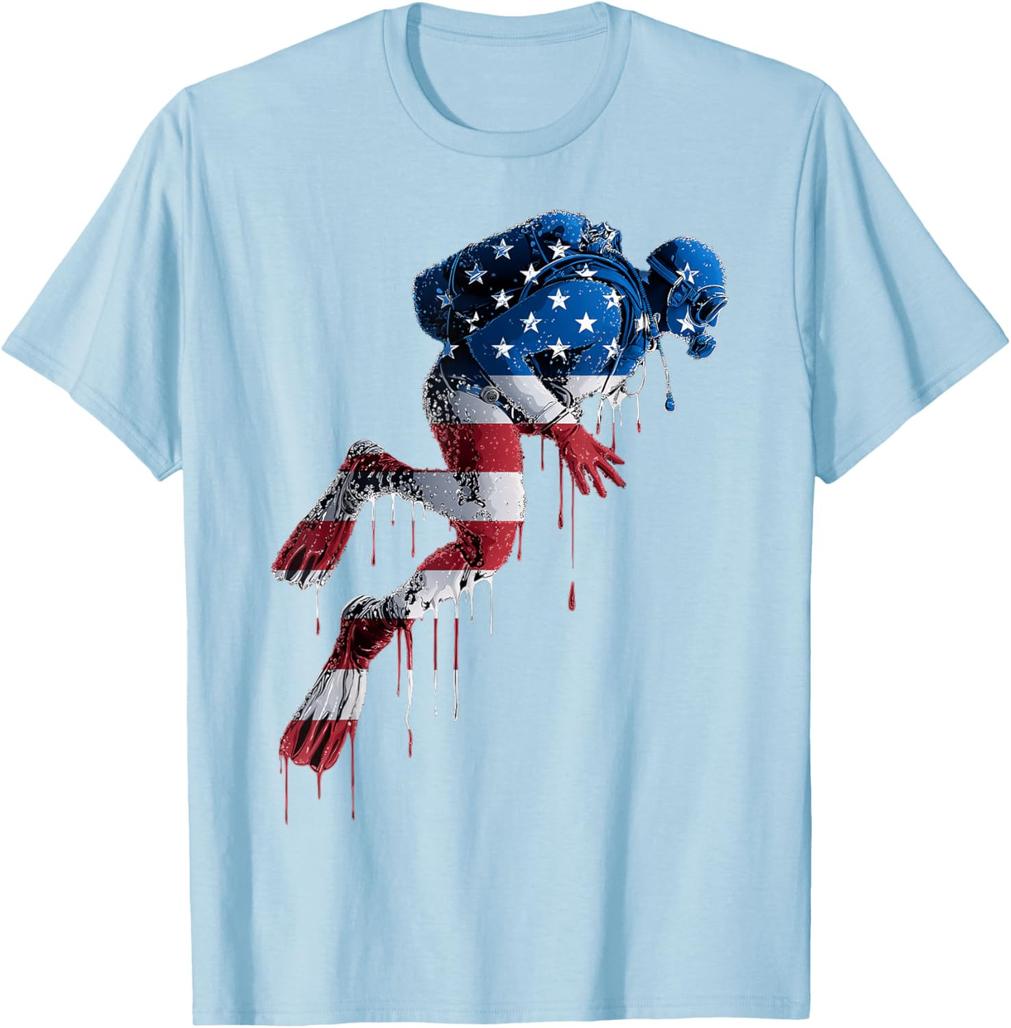 Scuba Diver Scuba Diving American Flag USA Drip Graffiti Unisex T-Shirt gallery