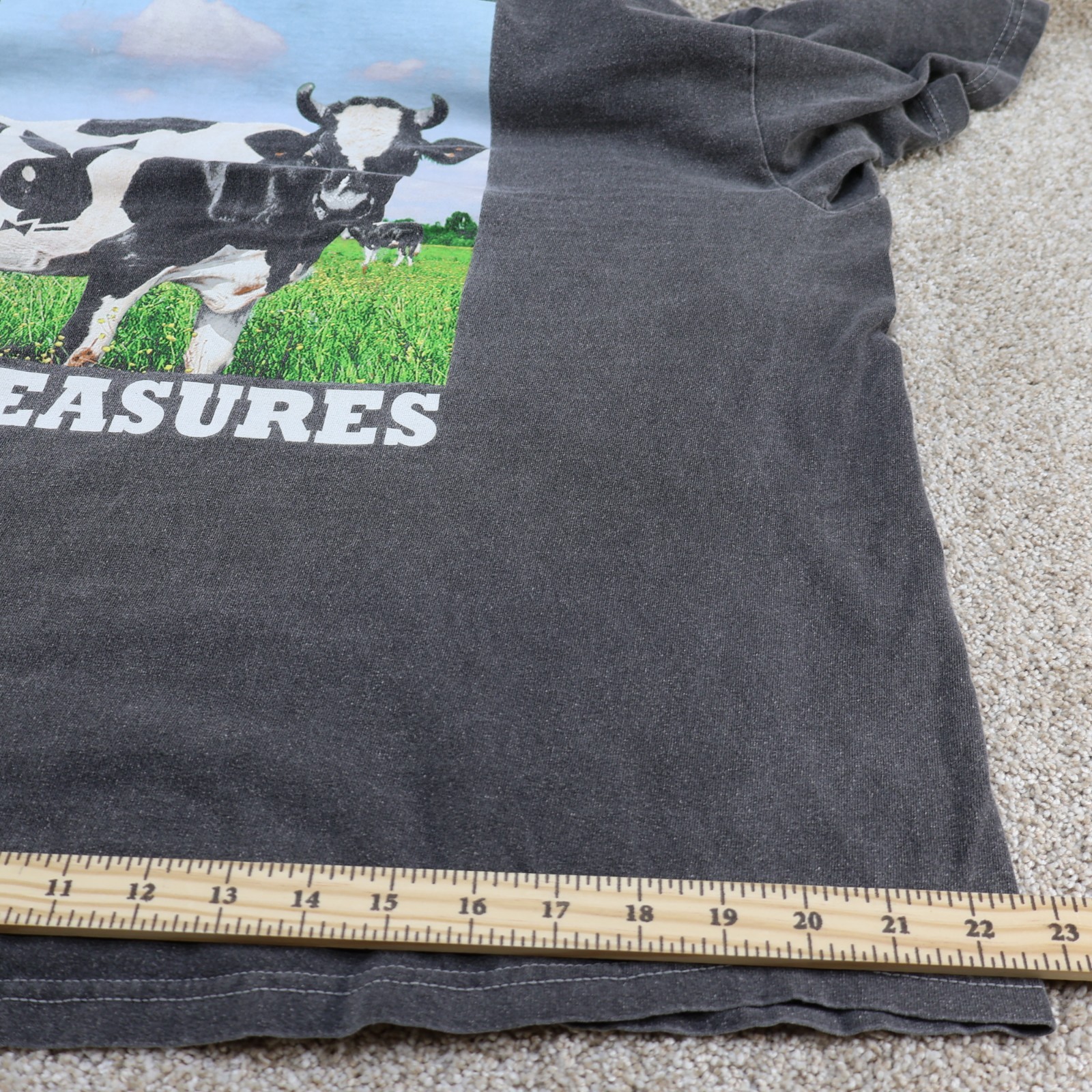 Pleasures Graphic T Shirt Mens XL Black Cow Print Streetwear (see photo for flaw gallery