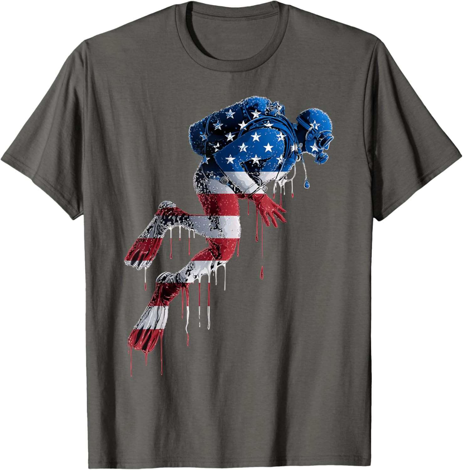 Scuba Diver Scuba Diving American Flag USA Drip Graffiti Unisex T-Shirt gallery