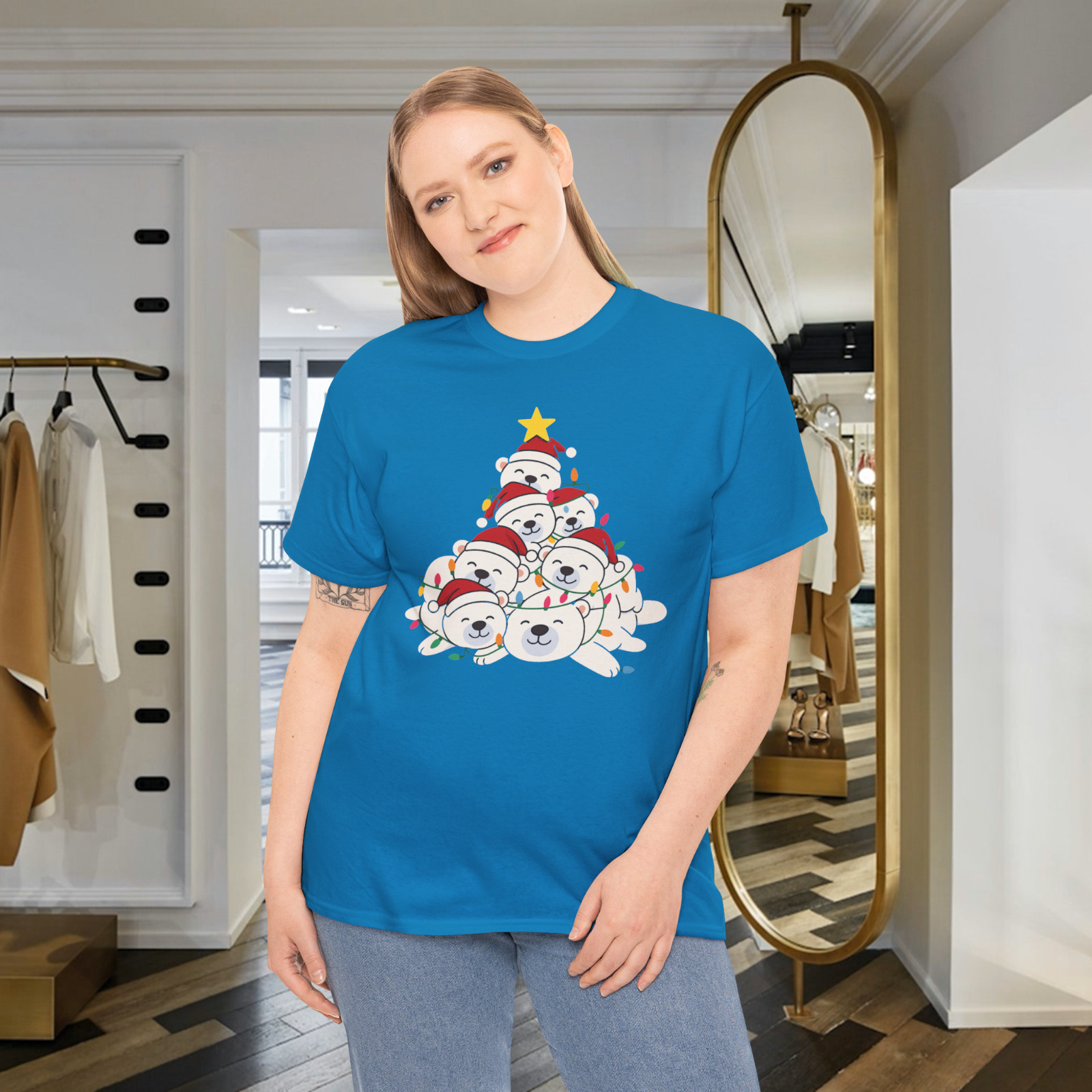 Funny Polar Bear Christmas Tree Cute Holiday Animal T-Shirt gallery