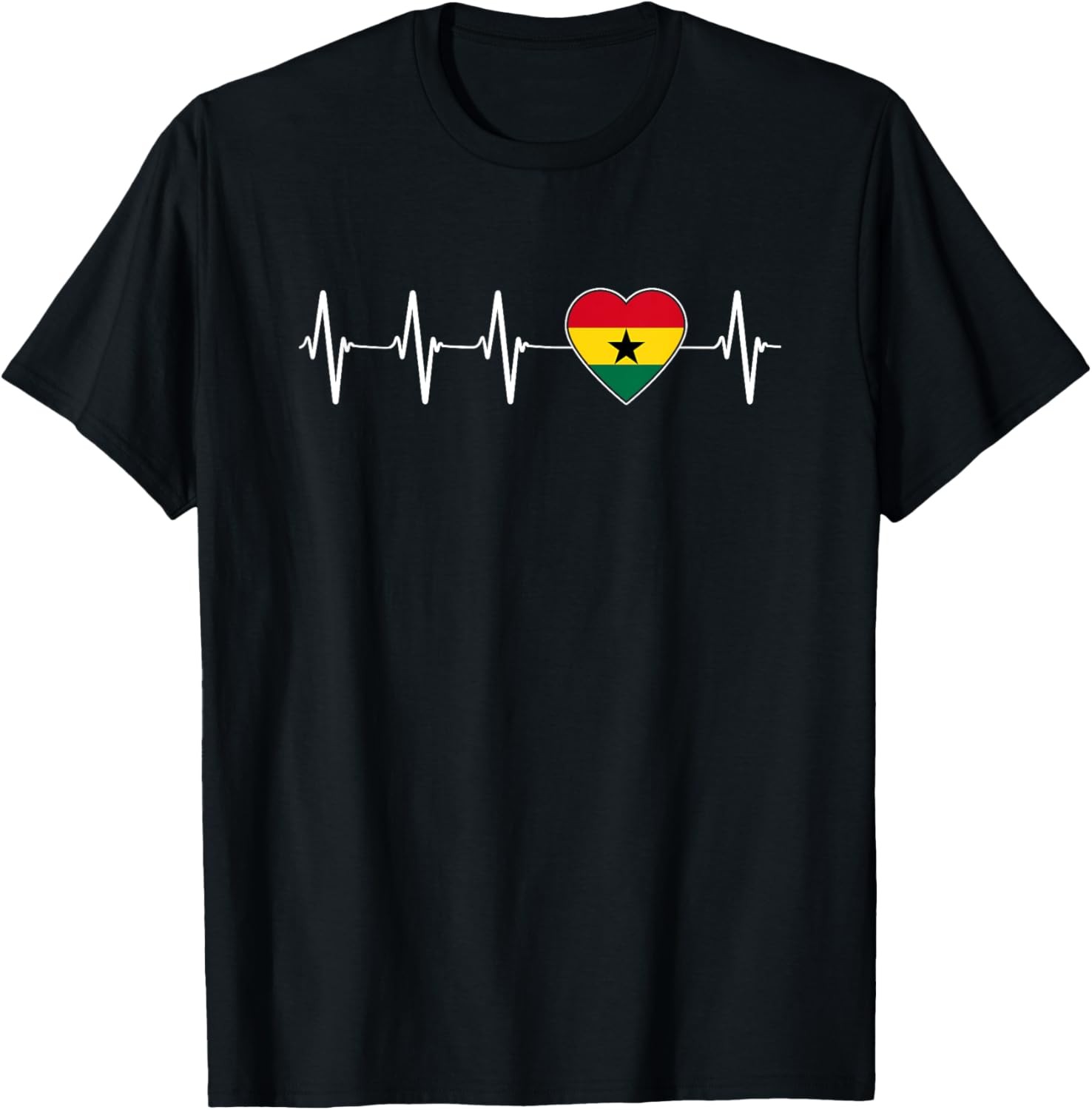 Ghanaian Heartbeat I Love Ghana Heart Flag Gift T-Shirt